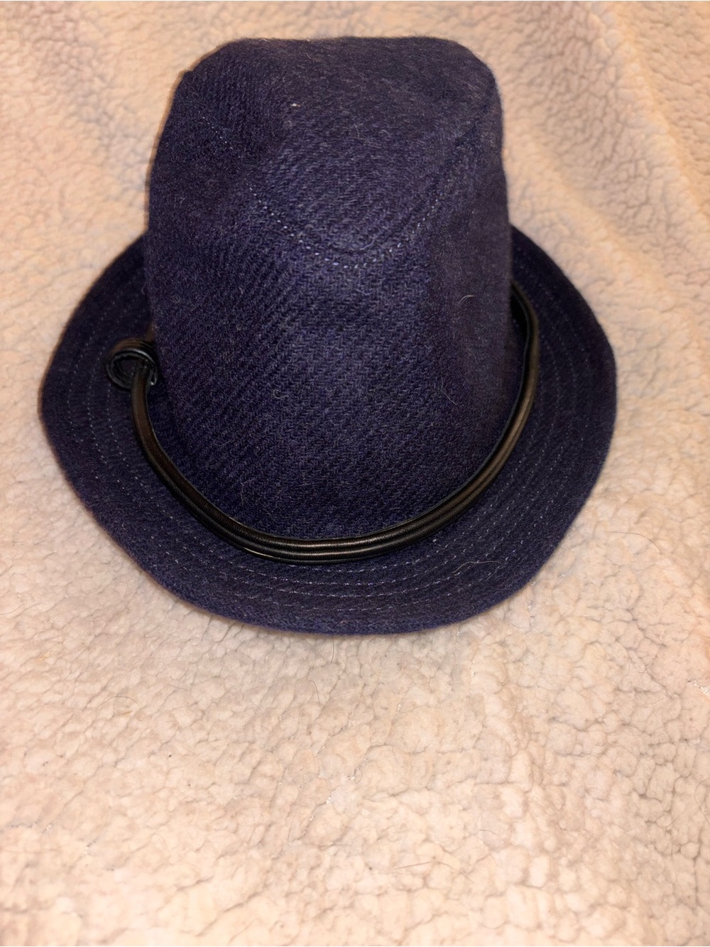 Coach Belted Wool Monika Hat Ink Navy Wool Fedora NWT P/S